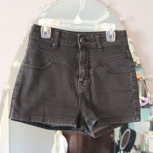 UO high-waisted black jean shorts